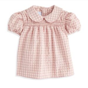 bella bliss Short Sleeve Peter Pan Blouse in Wisteria Check 2T